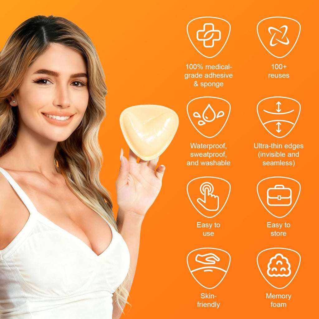 Snowy Insert: Double Sided Push Up Bra Pads | Reusable Waterproof Sticky Inserts for Strapless & Backless Dress for Women