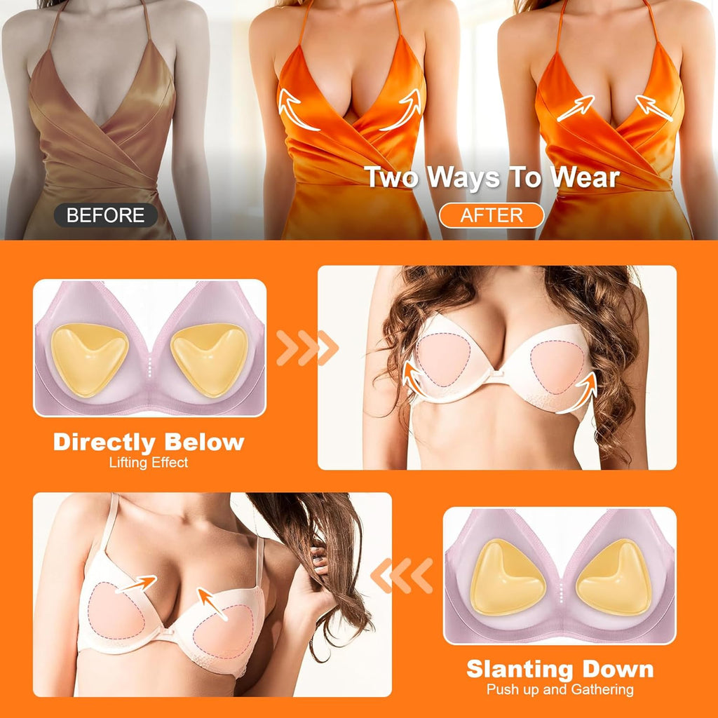 Snowy Insert: Double Sided Push Up Bra Pads | Reusable Waterproof Sticky Inserts for Strapless & Backless Dress for Women