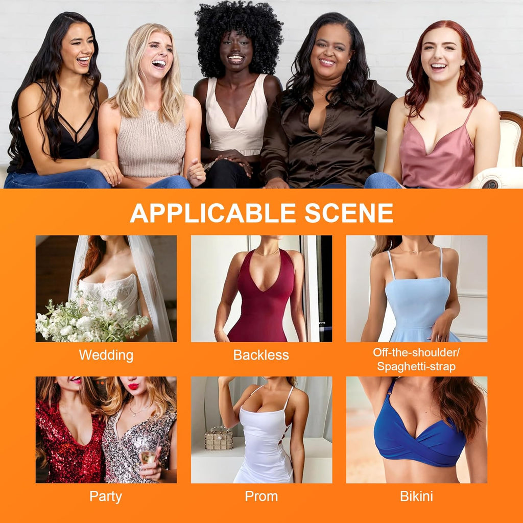 Snowy Insert: Double Sided Push Up Bra Pads | Reusable Waterproof Sticky Inserts for Strapless & Backless Dress for Women