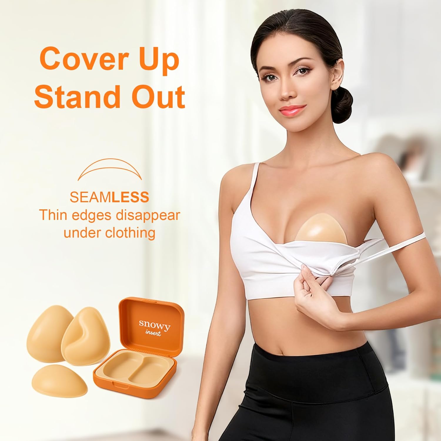 Snowy Insert: Double Sided Push Up Bra Pads | Reusable Waterproof Sticky Inserts for Strapless & Backless Dress for Women